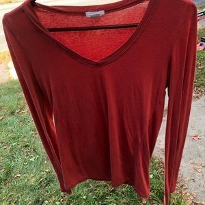 Rusty orange long sleeve v neck
